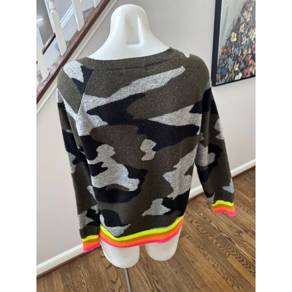 BRODIE CASHMERE Camouflage Cashmere Sweater Neon Stripe Size Small - Picture 2 of 2